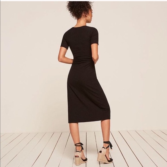 REFORMATION Addy Black Wrap Midi Dress XS - Picture 9 of 11